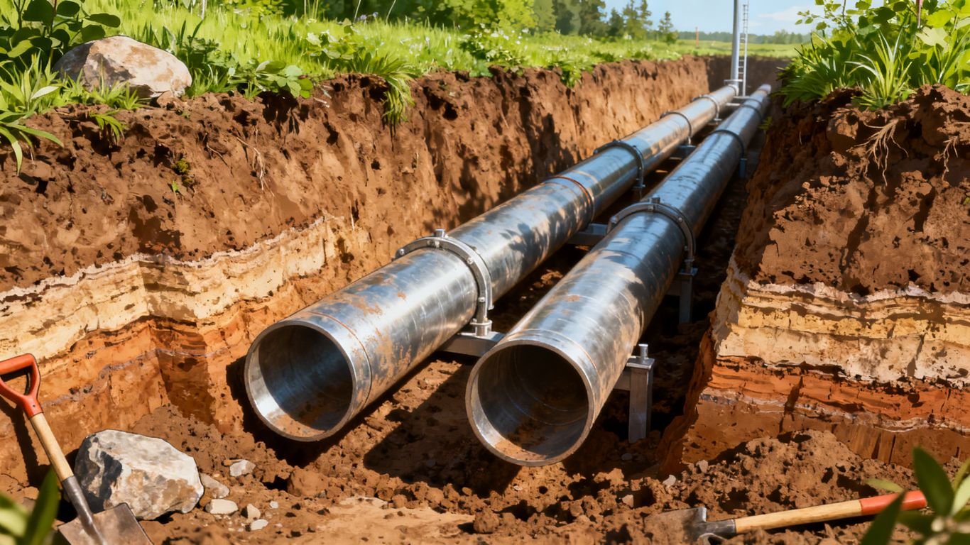 Installation d'un puits canadien dans un jardin.