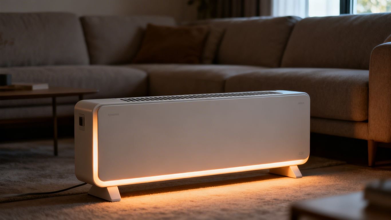 Radiateur électrique basse consommation dans un salon moderne.