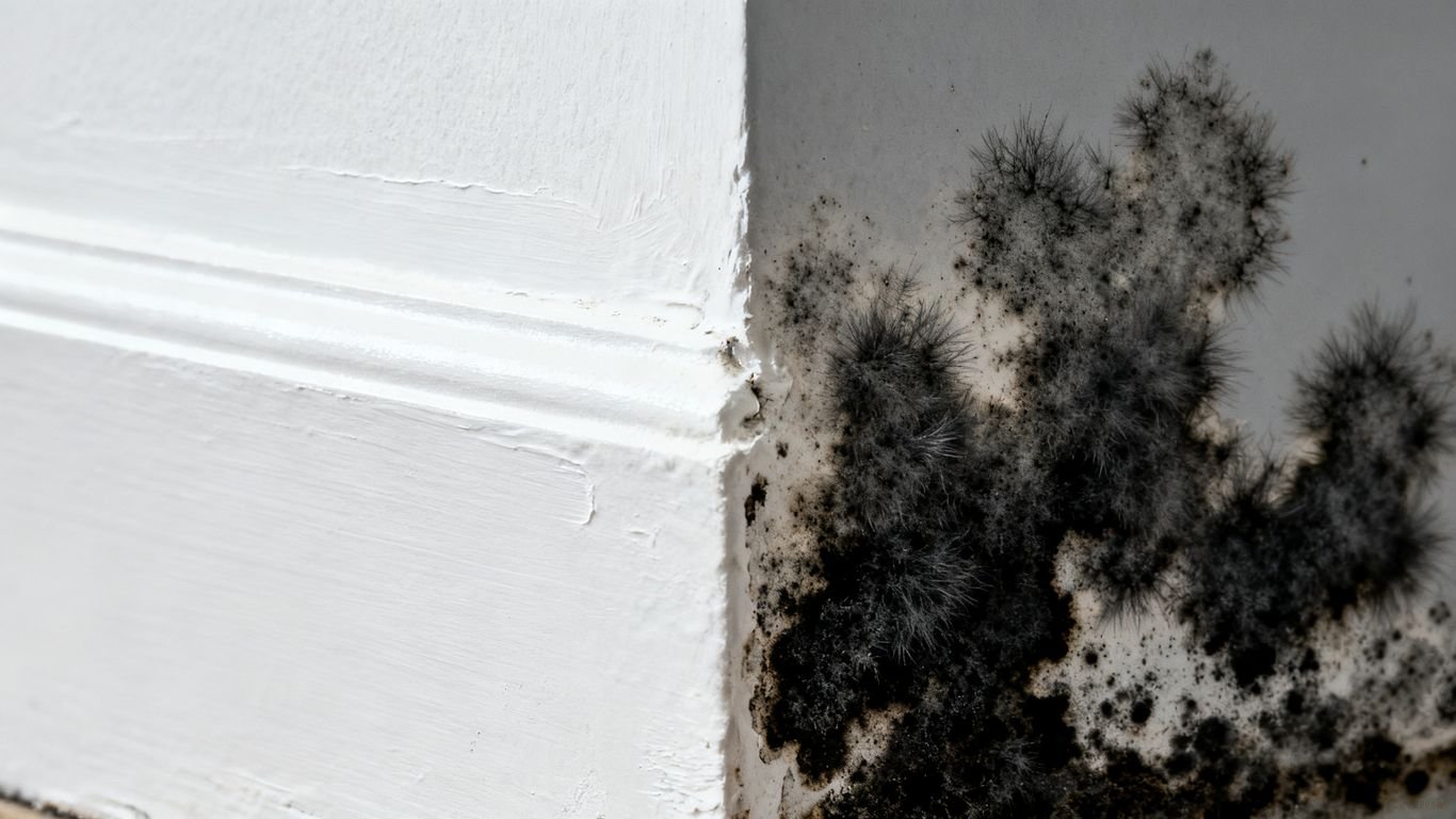 Mur propre à côté d'un mur moisi