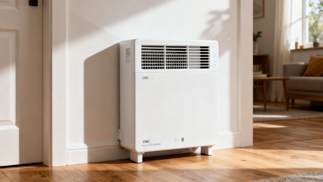 Unité VMC hygroréglable type B dans un intérieur domestique.