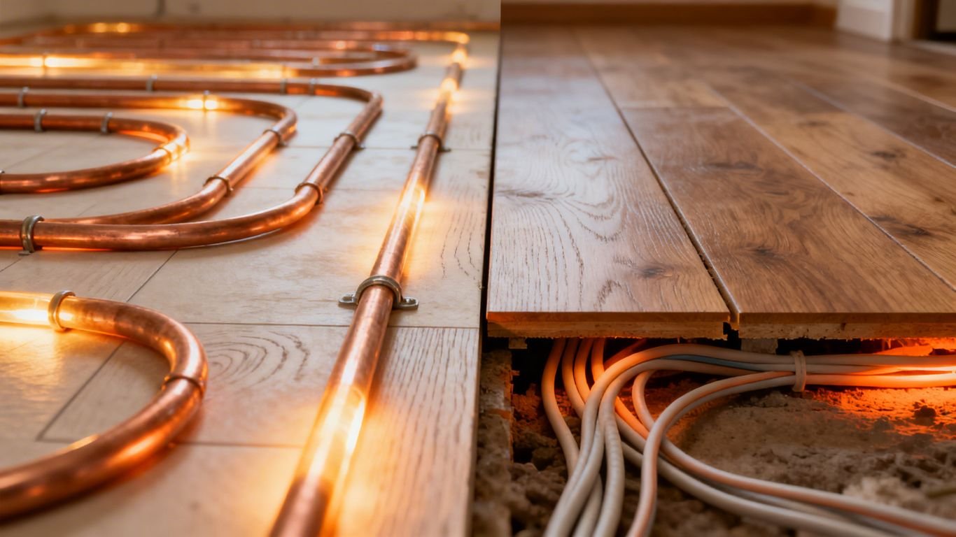 Chauffage au sol hydraulique comparé à électrique.