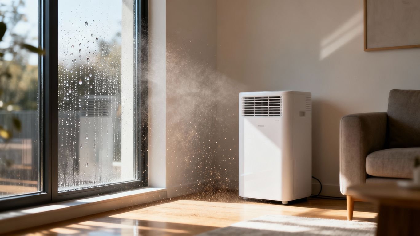 Absorbeur d'humidité dans un salon moderne.
