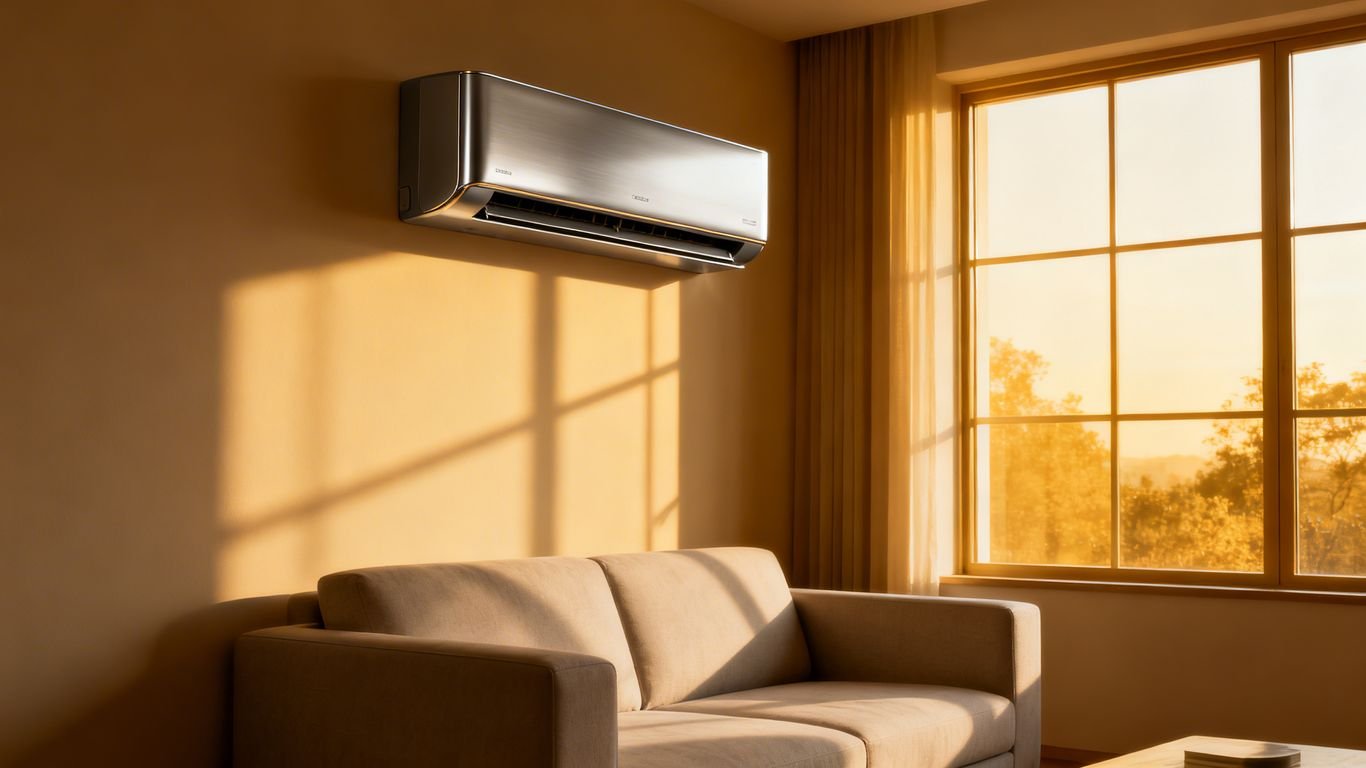 Climatisation réversible dans un salon moderne.